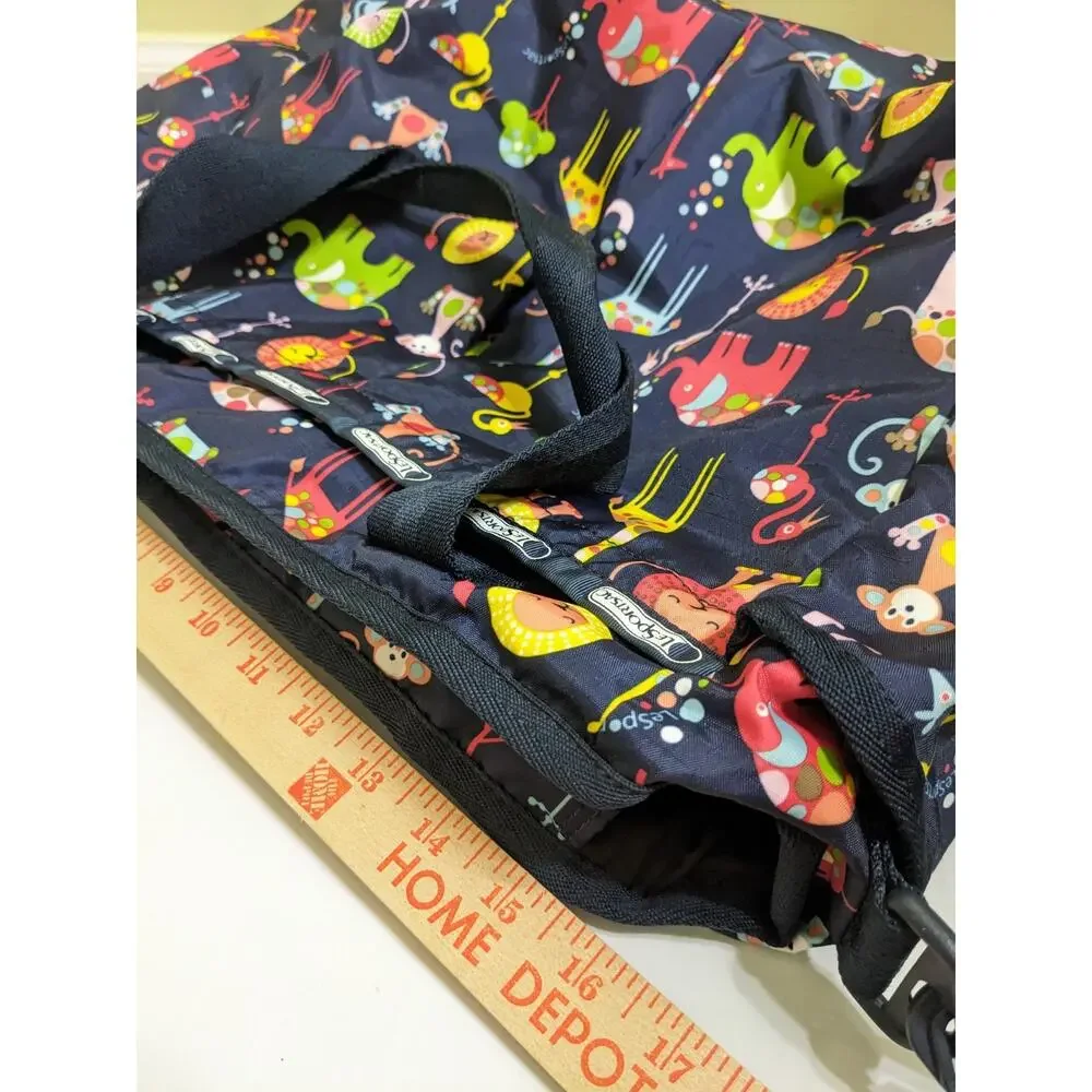 Lesportsac Large Baby Diaper Bag Safari Nylon Blue Lion Elephant Flamingo